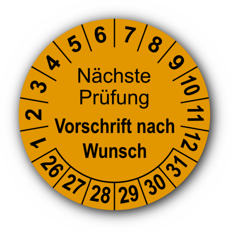 Nächste Prüfung (Vorschrift nach Wunsch), orange
