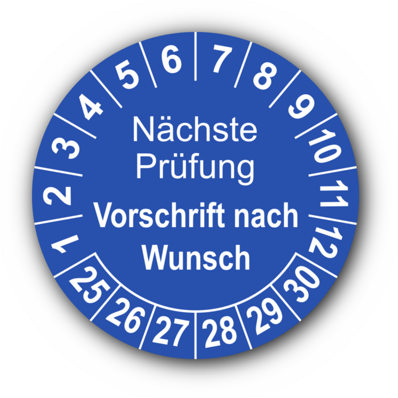 Nächste Prüfung (Vorschrift nach Wunsch), blau