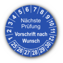 Nächste Prüfung (Vorschrift nach Wunsch), blau