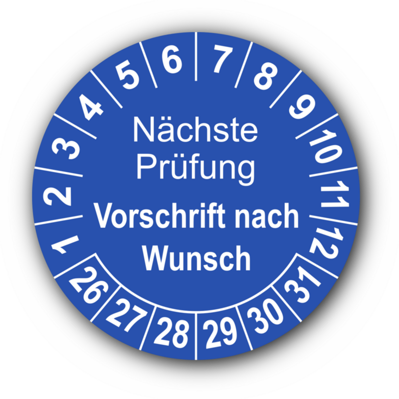 Nächste Prüfung (Vorschrift nach Wunsch), blau