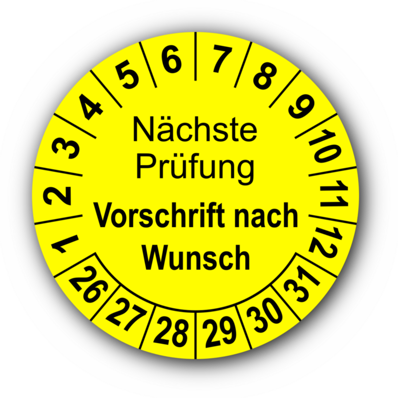 Nächste Prüfung (Vorschrift nach Wunsch), gelb