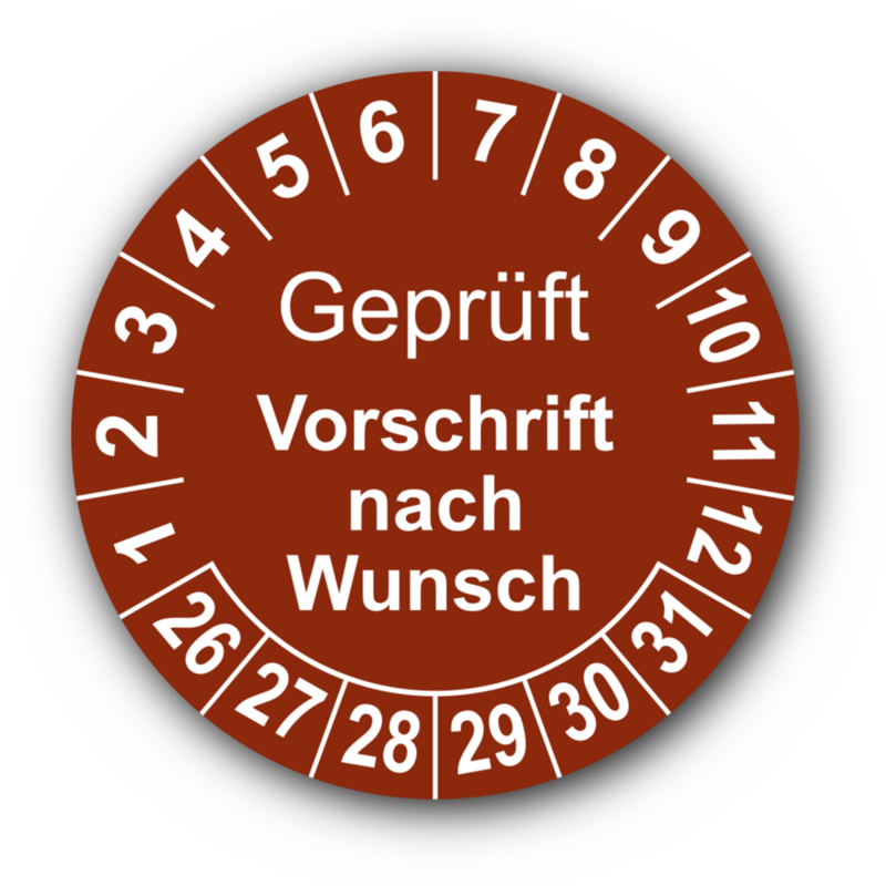 Geprüft (Vorschrift nach Wunsch), braun