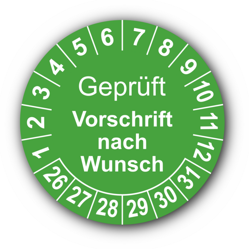 Geprüft (Vorschrift nach Wunsch), grün