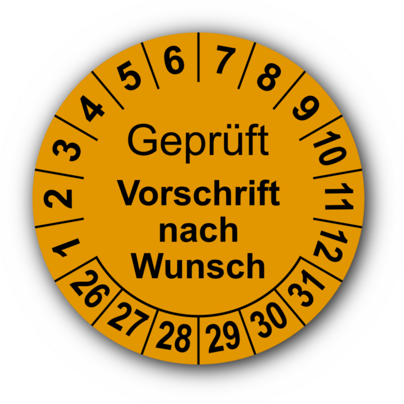 Geprüft (Vorschrift nach Wunsch), orange