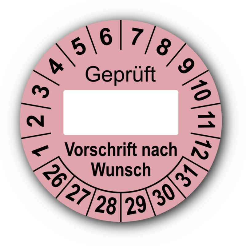 Geprüft … (Vorschrift nach Wunsch), rosa (zum Selbstbeschriften)