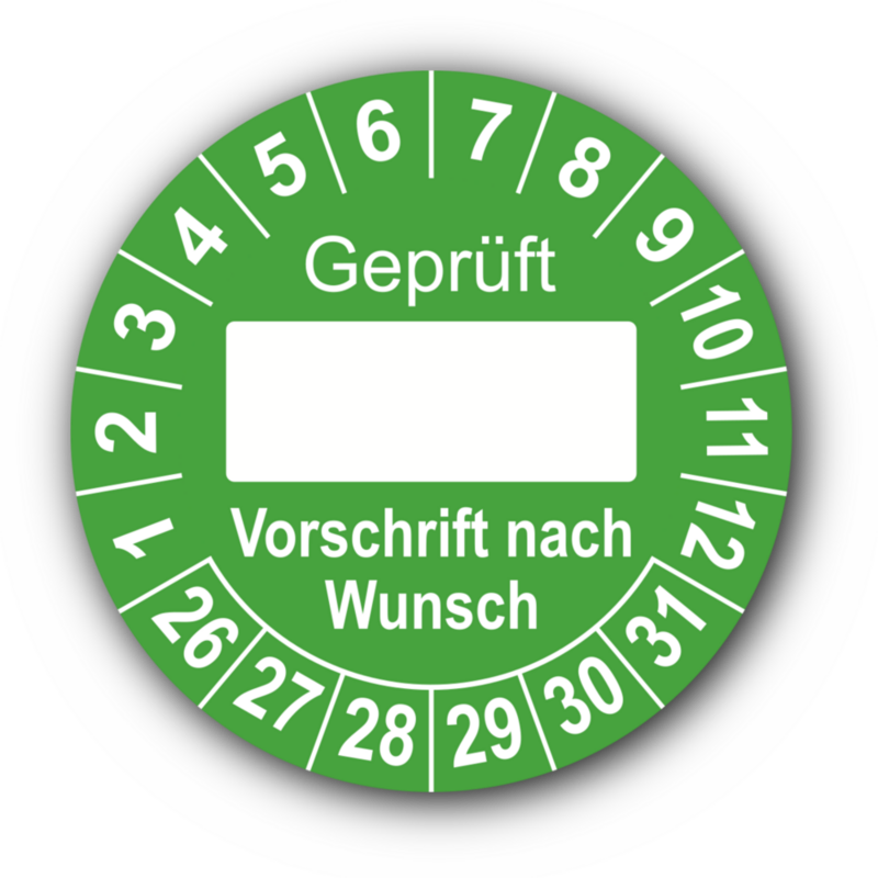 Geprüft … (Vorschrift nach Wunsch), grün (zum Selbstbeschriften)