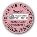 Geprüft nach DGUV Vorschrift 3, rosa, mit Wunschtext