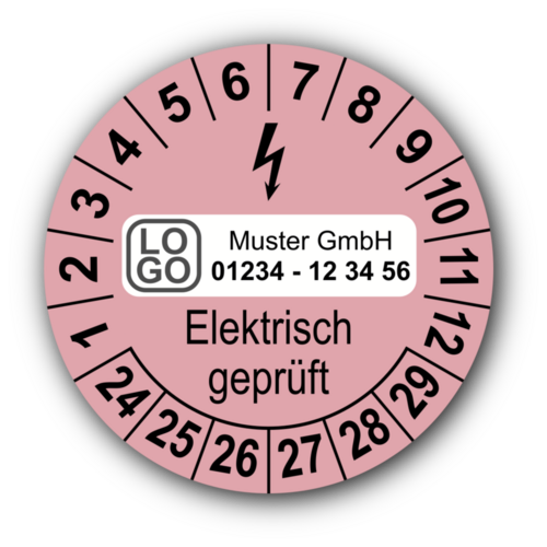 Elektrisch geprüft, rosa, mit Wunschtext