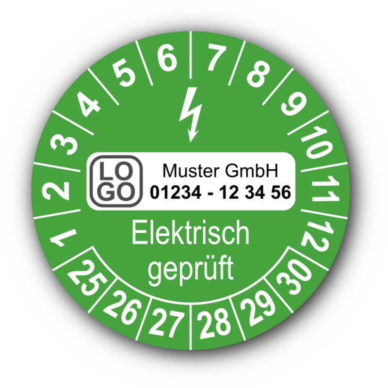 Elektrisch geprüft, grün, mit Wunschtext