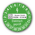 Elektrisch geprüft, grün, mit Wunschtext