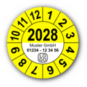 Jahresprüfplakette mit vierstelliger Jahreszahl, 2024, mit Wunschtext