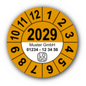 Jahresprüfplakette mit vierstelliger Jahreszahl, 2025, mit Wunschtext