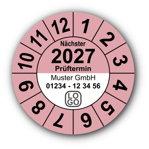 Jahresprüfplakette „Nächster Prüftermin“, 2023, mit Wunschtext