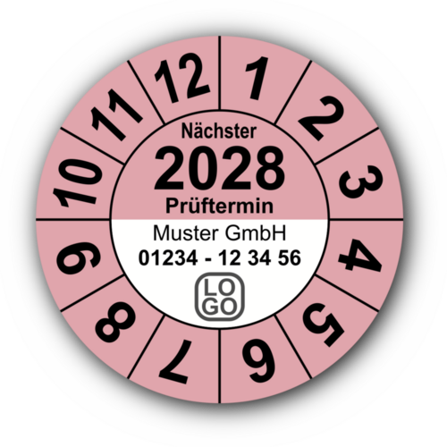 Jahresprüfplakette „Nächster Prüftermin“, 2024, mit Wunschtext