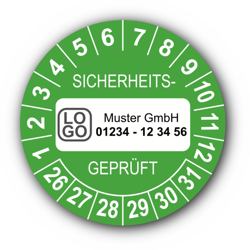 Sicherheitsgeprüft, grün, mit Wunschtext