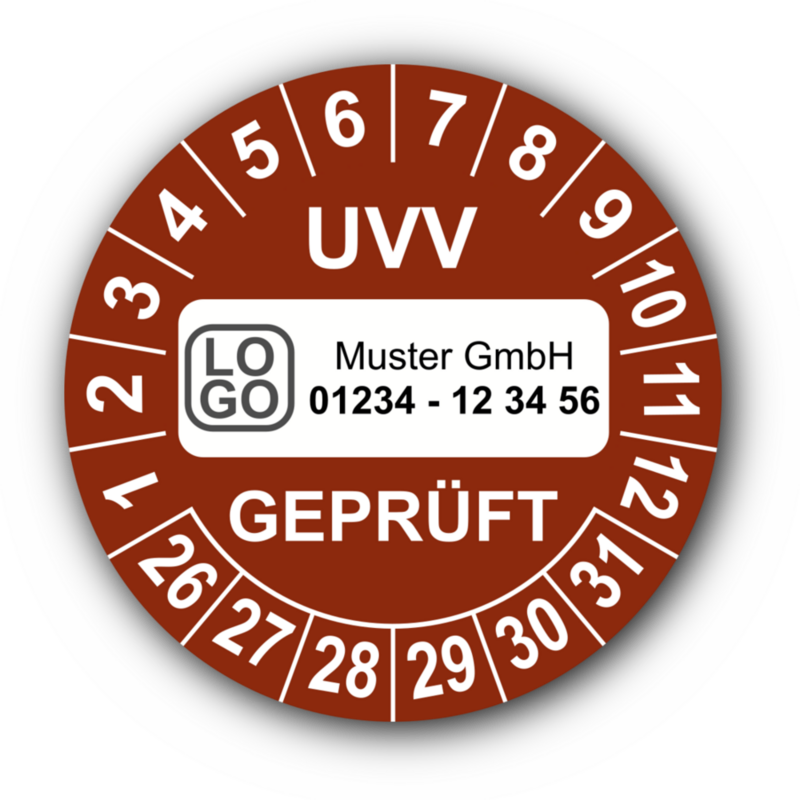 UVV geprüft, braun, mit Wunschtext