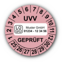 UVV geprüft, rosa, mit Wunschtext