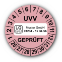 UVV geprüft, rosa, mit Wunschtext