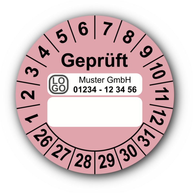 Geprüft …, rosa (zum Selbstbeschriften), mit Wunschtext