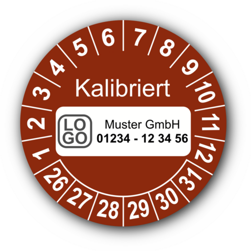 Kalibriert, braun, mit Wunschtext