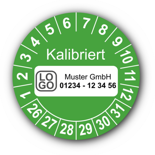 Kalibriert, grün, mit Wunschtext