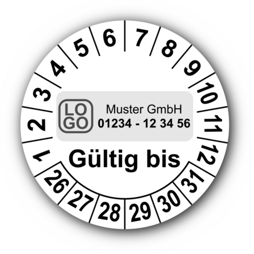 Gültig bis, weiß, mit Wunschtext