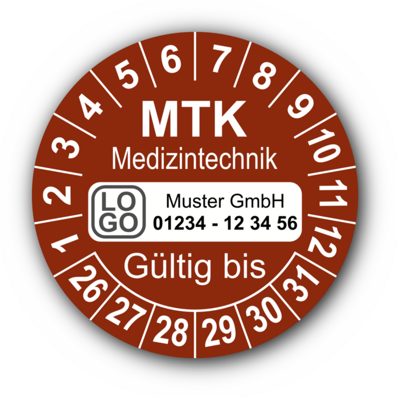 Medizintechnik MTK Gültig bis, braun, mit Wunschtext