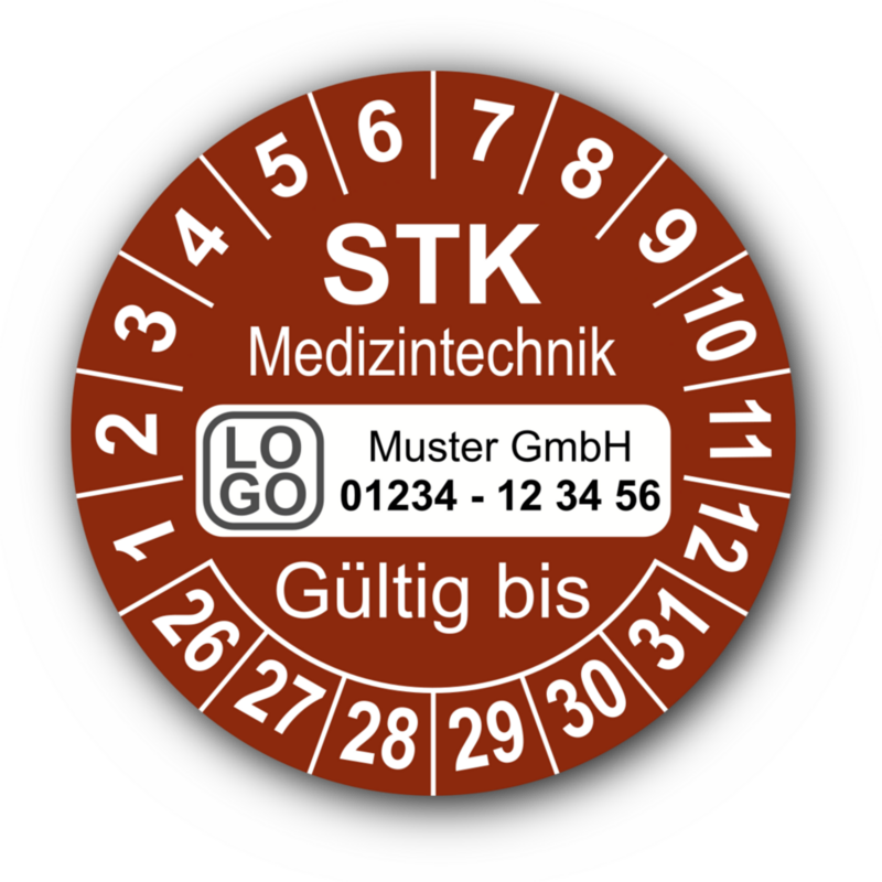 Medizintechnik STK Gültig bis, braun, mit Wunschtext
