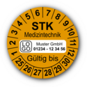 Medizintechnik STK Gültig bis, orange, mit Wunschtext