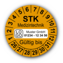 Medizintechnik STK Gültig bis, orange, mit Wunschtext