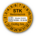 Medizintechnik STK Gültig bis, orange, mit Wunschtext