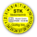 Medizintechnik STK Gültig bis, gelb, mit Wunschtext