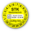Medizintechnik STK Gültig bis, gelb, mit Wunschtext
