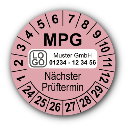Nächster MPG Prüftermin, rosa, mit Wunschtext
