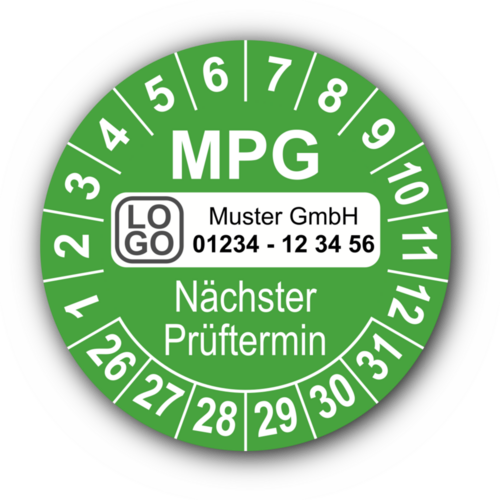 Nächster MPG Prüftermin, grün, mit Wunschtext