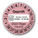 Geprüft DGUV Regel 114-010, rosa, mit Wunschtext