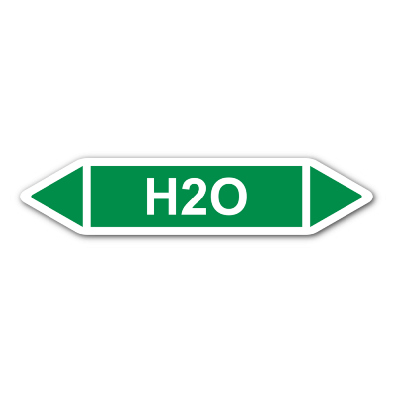Rohrleitungskennzeichnung „H2O“, Etikett zum Aufkleben