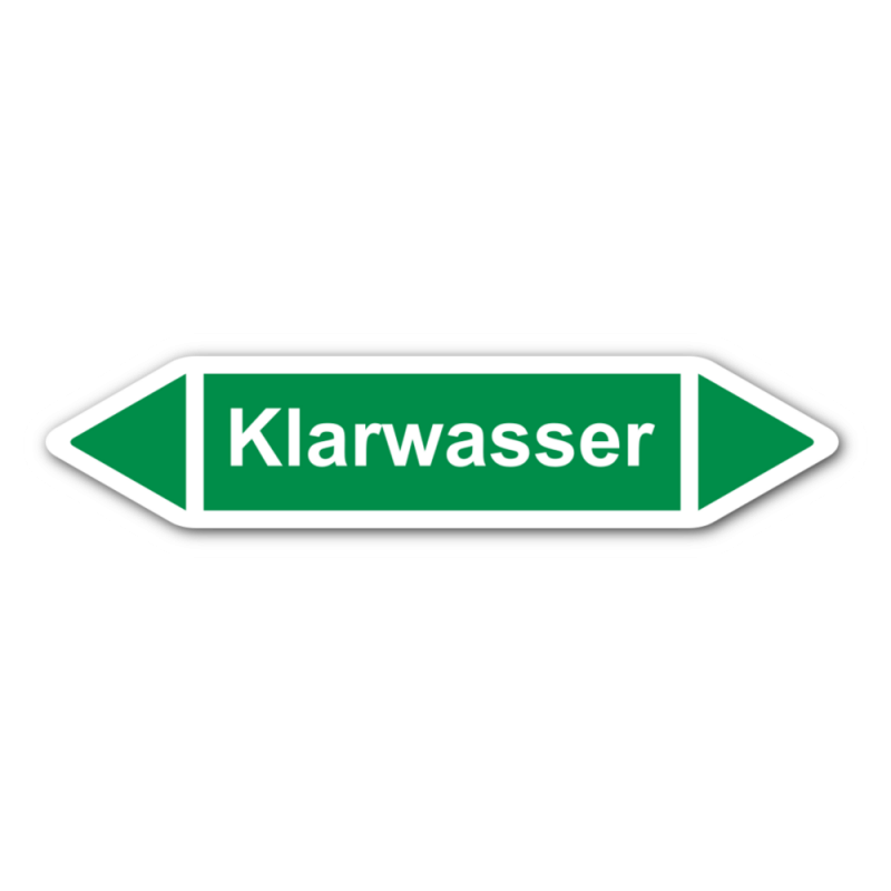 Rohrleitungskennzeichnung „Klarwasser“, Etikett zum Aufkleben