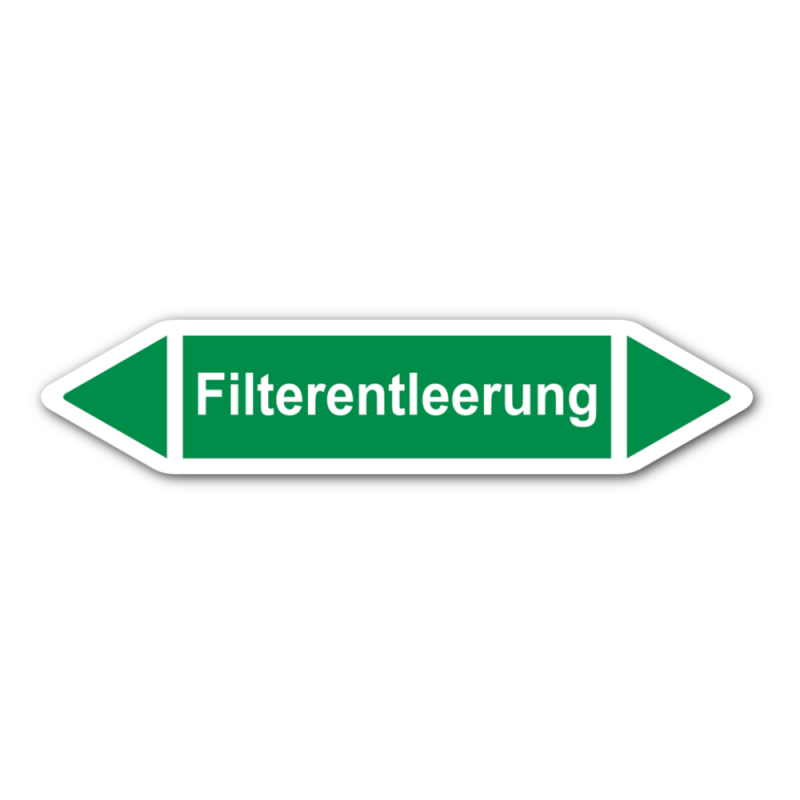 Rohrleitungskennzeichnung „Filterentleerung“, Etikett zum Aufkleben