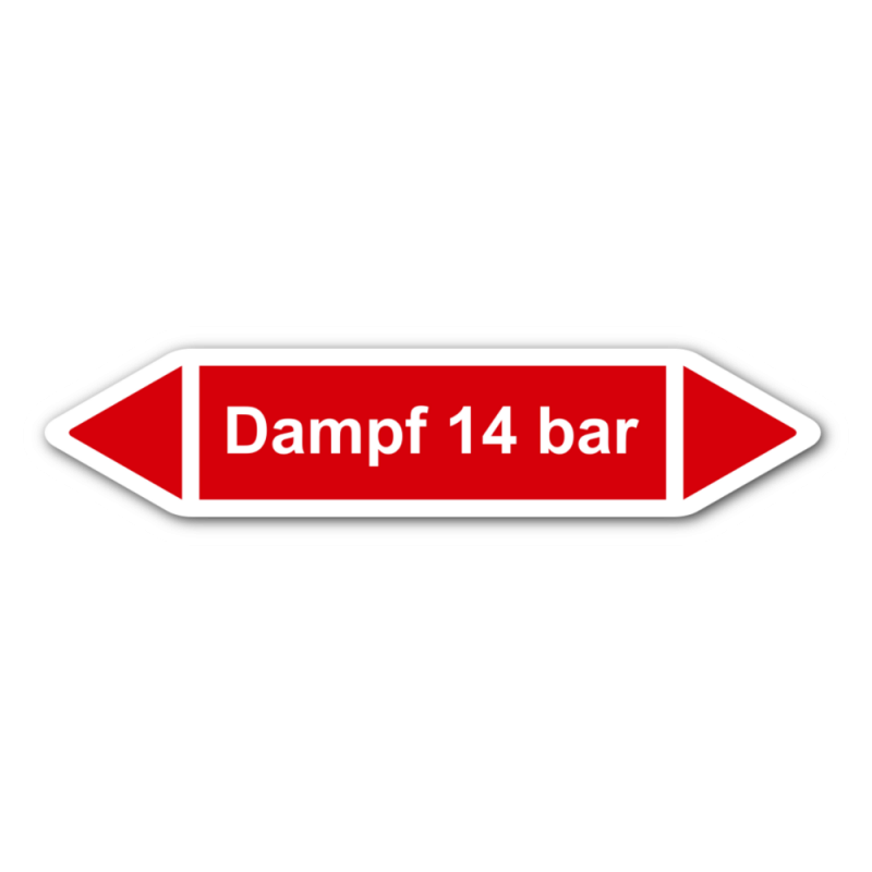 Rohrleitungskennzeichnung „Dampf 14 bar“, Etikett zum Aufkleben