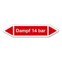 Rohrleitungskennzeichnung „Dampf 14 bar“, Etikett zum Aufkleben