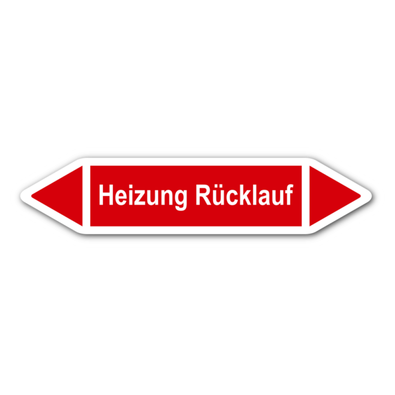 Rohrleitungskennzeichnung „Heizung Rücklauf“, Etikett zum Aufkleben