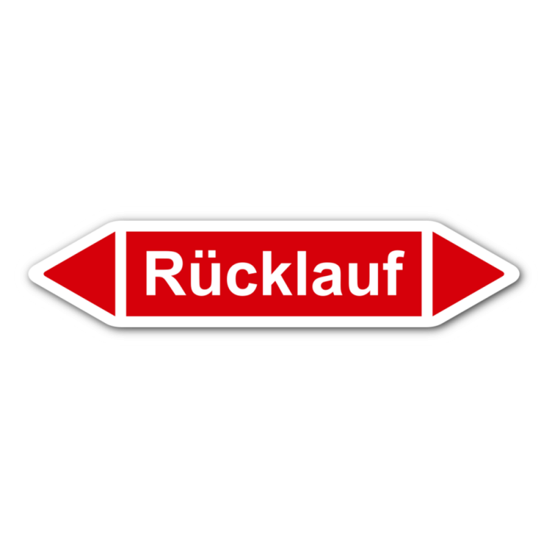 Rohrleitungskennzeichnung „Rücklauf“, Etikett zum Aufkleben