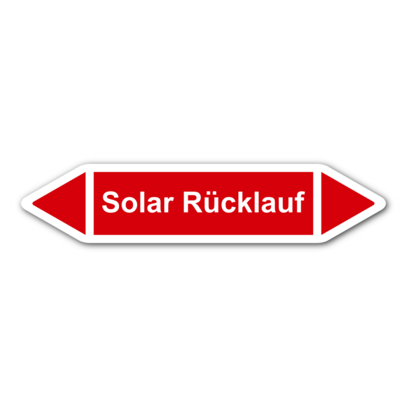 Rohrleitungskennzeichnung „Solar Rücklauf“, Etikett zum Aufkleben