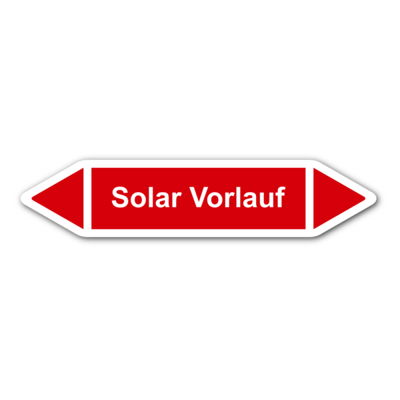 Rohrleitungskennzeichnung „Solar Vorlauf“, Etikett zum Aufkleben