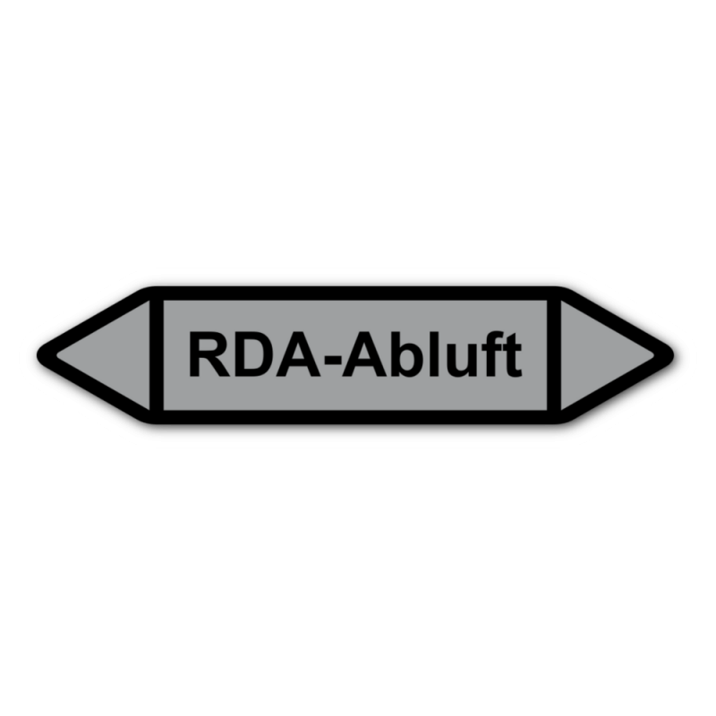 Rohrleitungskennzeichnung „RDA-Abluft“, Etikett zum Aufkleben