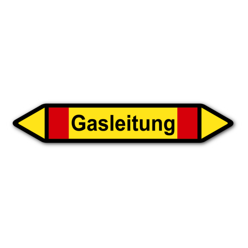 Rohrleitungskennzeichnung „Gasleitung“, Etikett zum Aufkleben