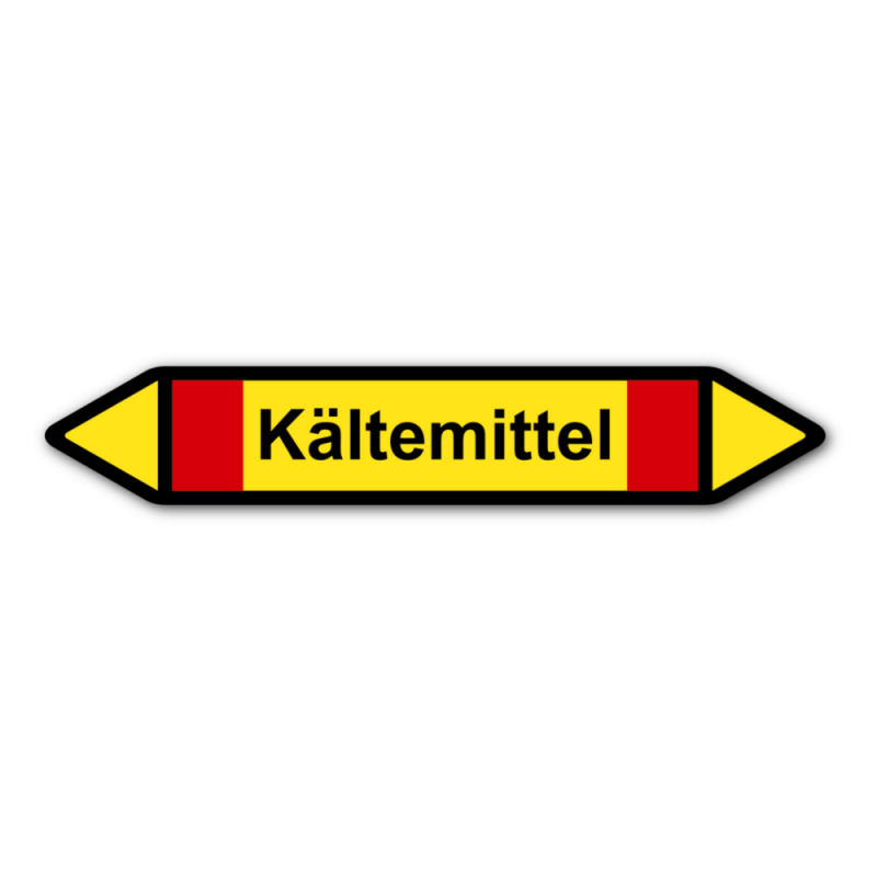 Rohrleitungskennzeichnung „Kältemittel“, Etikett zum Aufkleben