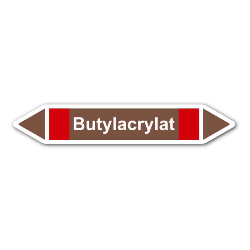 Rohrleitungskennzeichnung „Butylacrylat“, ohne Piktogramme, Etikett zum Aufkleben