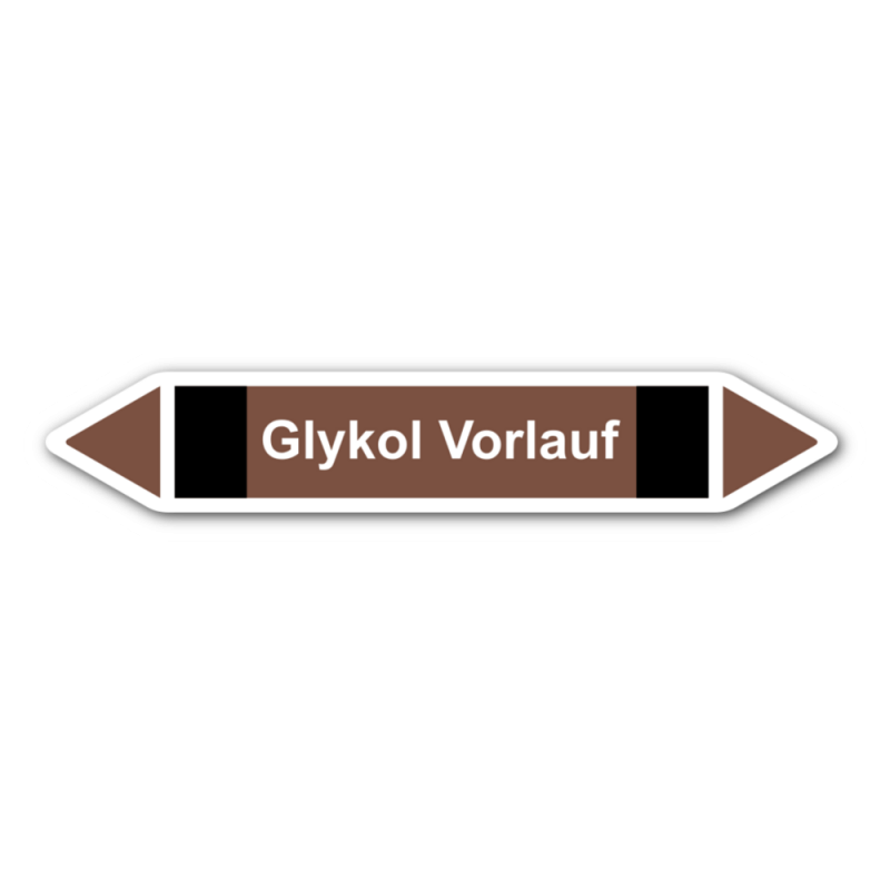 Rohrleitungskennzeichnung „Glykol Vorlauf“, ohne Piktogramme, Etikett zum Aufkleben